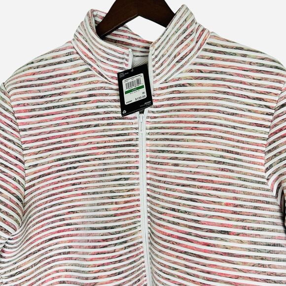 NEW Under Armour Women's Jacket Full Zip Spacer Fabric Pink White LARGE - Picture 4 of 12